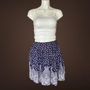 Women's Japna Navy Floral Mandala Pattern Skirt, Pockets, Size Medium